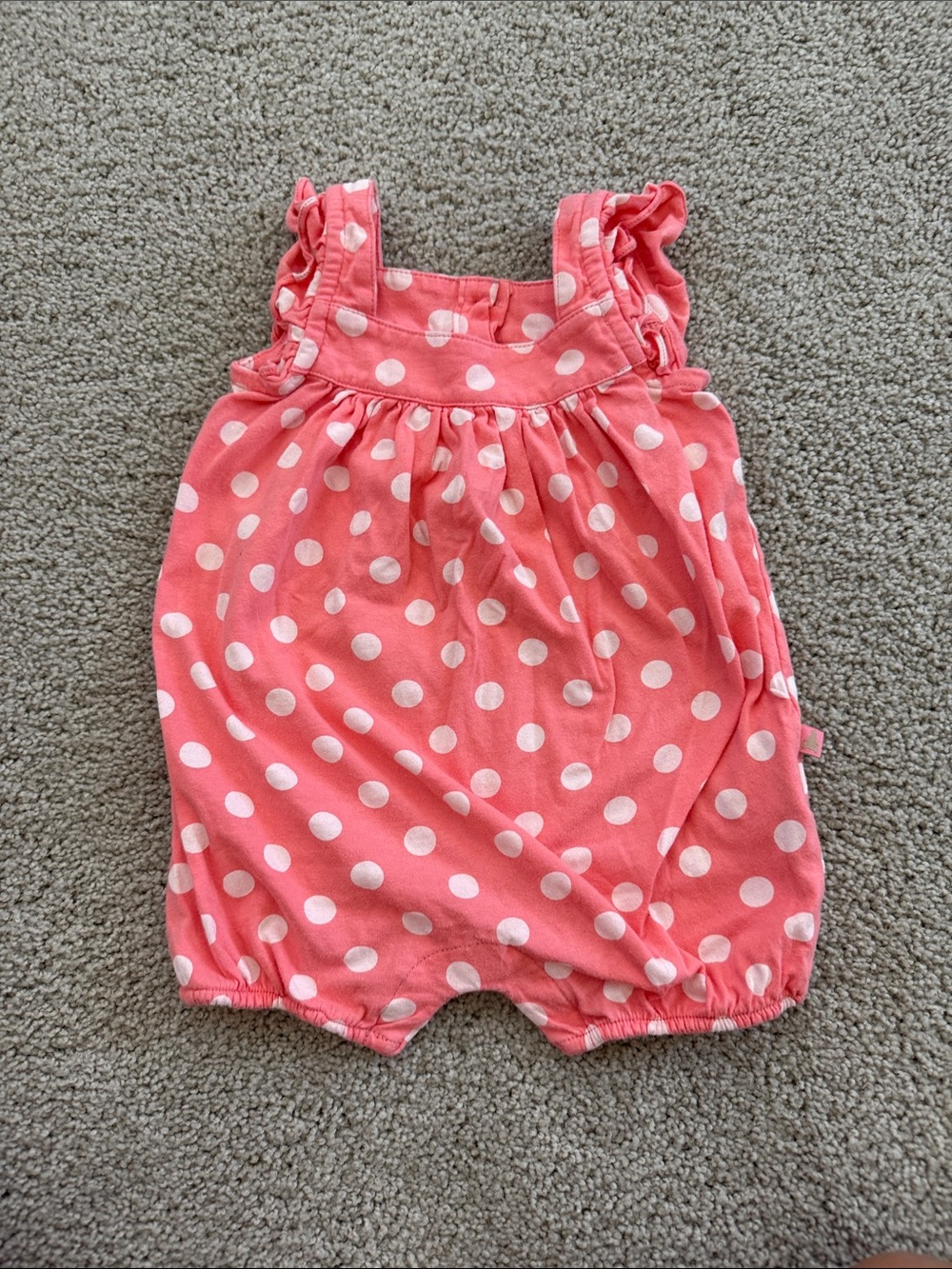 GAP Coral Pink Polka Dot Ruffle Strap Baby One-Piece